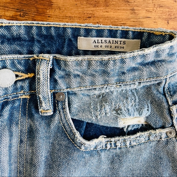 NWT ALLSAINTS Kim Denim Distressed Skirt - Picture 6 of 6
